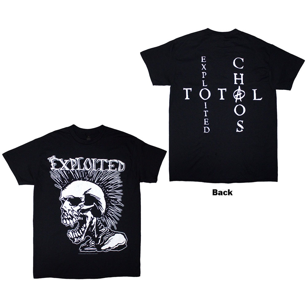 The Exploited - Mohican Skull Heren T-shirt - Zwart
